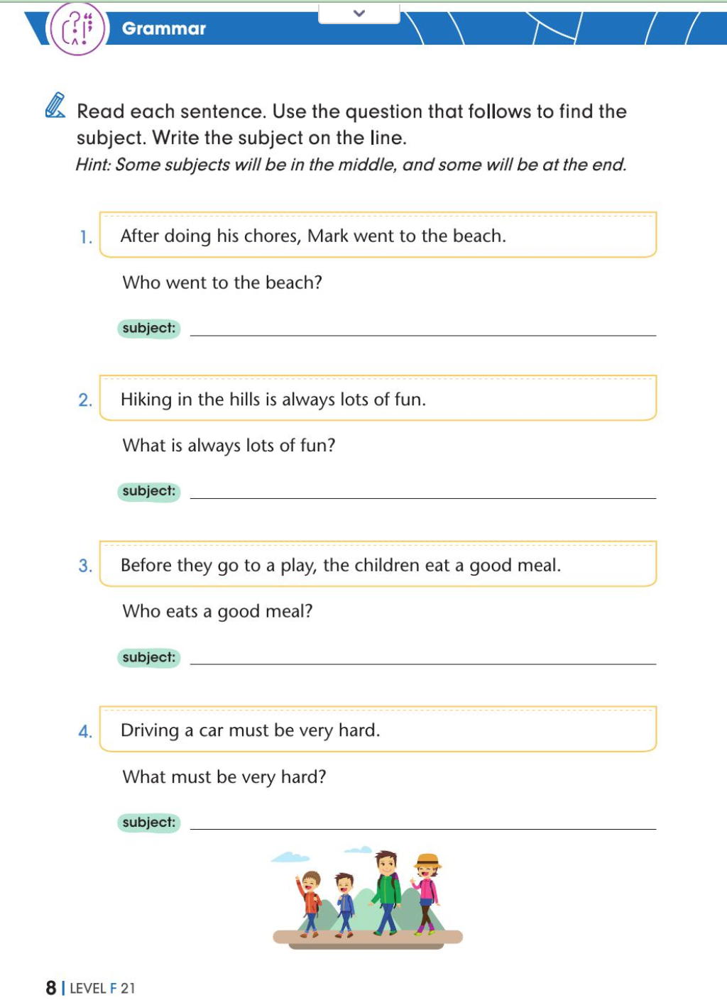 Explanation of Grammar concept and hint is provided to enable self learning